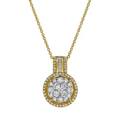 Luvmyjewelry Luna Round Diamond Pendant In 10k Yellow Gold