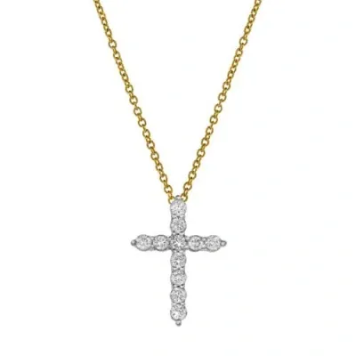 Luvmyjewelry Sacred Cross Diamond Pendant In 10k Yellow Gold