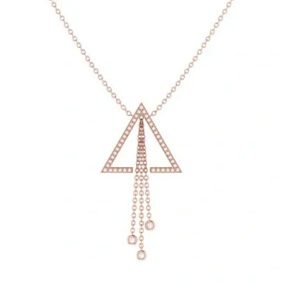 Luvmyjewelry Skyline Triangle Bolo Adjustable Diamond Lariat Necklace In 14k Rose Gold Vermeil On St In Pink