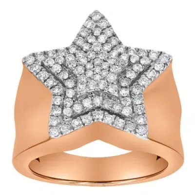 Luvmyjewelry Superstar 14k Rose Gold Diamond Men Statement Ring