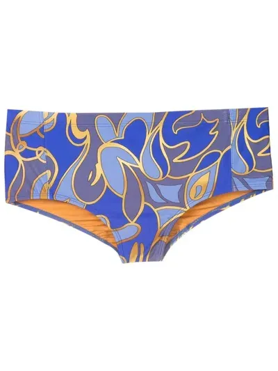 Lygia & Nanny Abstract-print Slip-on Swim Trunks In Blue