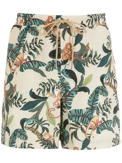 Lygia & Nanny Gil Monkey-print Swimming Shorts In Neutrals