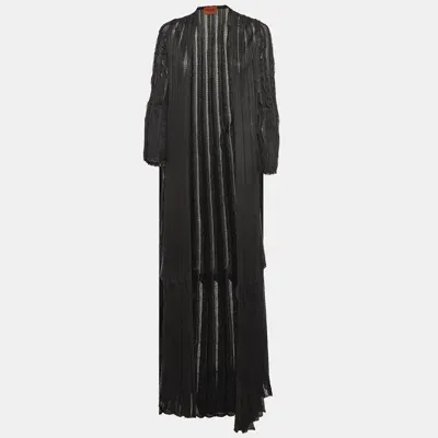 Pre-owned M Missoni Black Pinhole Patterned Knit Long Cardigan S