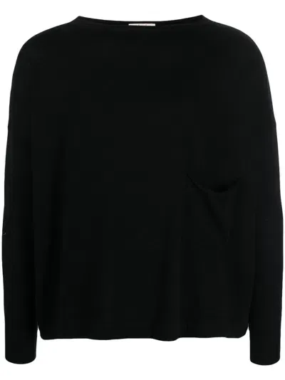 Ma'ry'ya Fine-knit Cotton Sweatshirt In Black