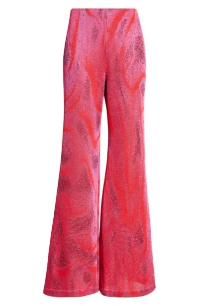 Maccapani The Easy Metallic Flare Pants In Fuxia/red