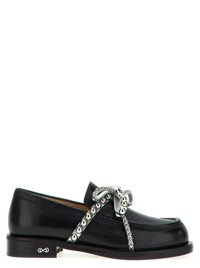 Mach &amp; Mach Crystal Studs Loafers In Black