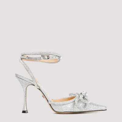 Mach &amp; Mach Double Bow High Heels In Silver