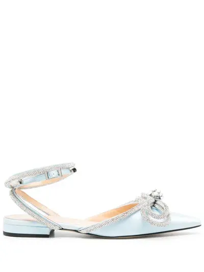 Mach &amp; Mach Light Blue Patent Double Bow Ballerinas In Clear Blue