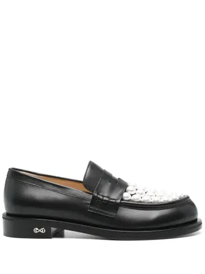 Mach &amp; Mach Sirene Bicolour Pearl Loafers In Black And White