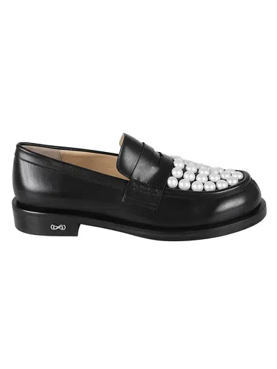 Mach &amp; Mach Sirene Bicolour Pearl Loafers In Black/white