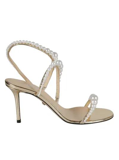 Mach &amp; Mach Sirene Round Toe Pearl Sandals In Light Gold