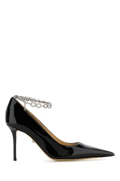 Mach&mach Bow Chain Black Patent Leather Pointed Toe Pumps(-39 Nd  Female