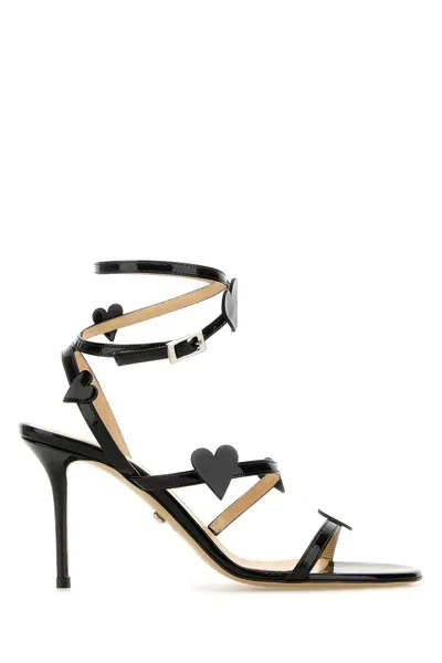 Mach&mach Petit Coeur' Black Patent Leather Round Toe Sandal-38.5 Nd  Female