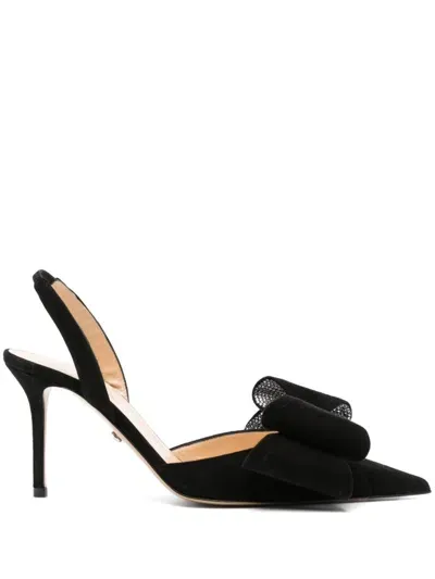 Mach & Mach 85mm Le Cadeau Suede Slingback Pumps In Black