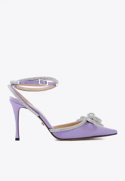 Mach & Mach 95 Double Bow Satin Pumps In Purple