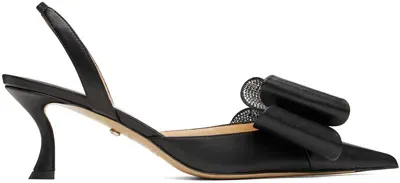 Mach & Mach Le Cadeau Crystal Bow Slingback Pumps In Black