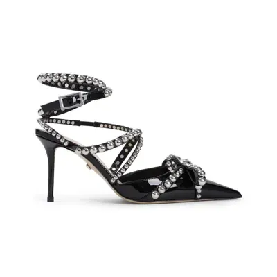 Mach & Mach Crystal Studs Sandals In Black