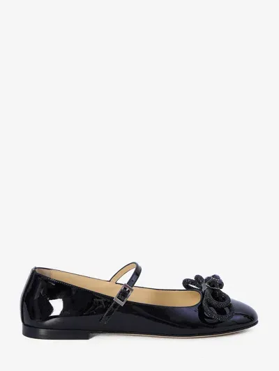 Mach & Mach Double Bow Ballerinas In Black