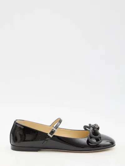 Mach & Mach Double Bow Ballerinas In Black