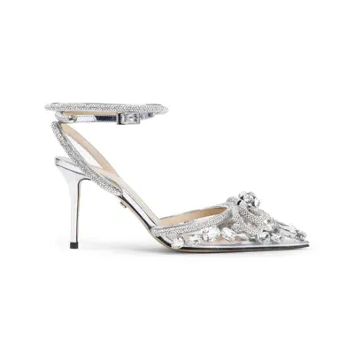 Mach & Mach Double Bow Sandals In Silver