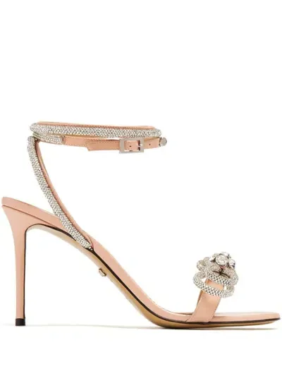 Mach & Mach Double Bow Heeled Sandals In Neutrals