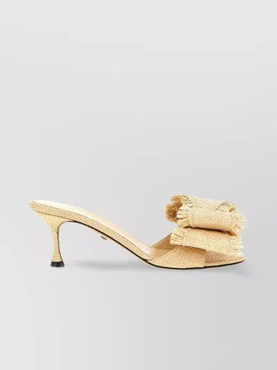 Mach & Mach 'gifted Bow' Fringed Sandals In Beige