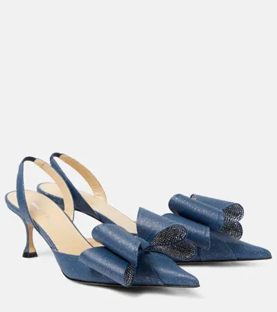 Mach & Mach Le Cadeau 65 Denim Slingback Pumps In Blau