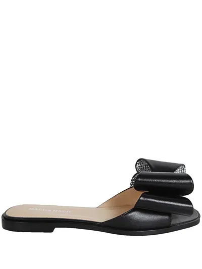 Mach & Mach Bow-detail Leather Sandals In Black