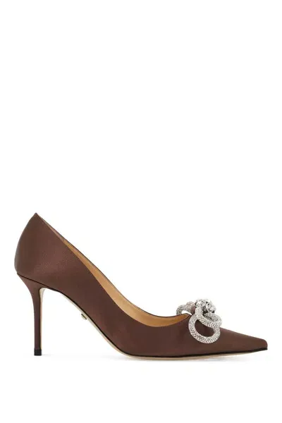 Mach & Mach Crystal-studded Double Bow Pumps In Brown