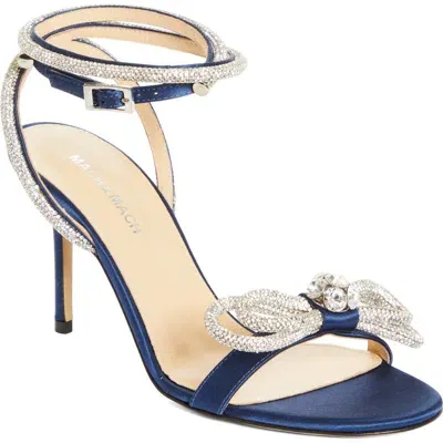 Mach & Mach Double Crystal Bow Sandal In Navy Blue