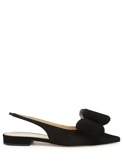 Mach & Mach Bow-detail Leather Ballerinas In Black