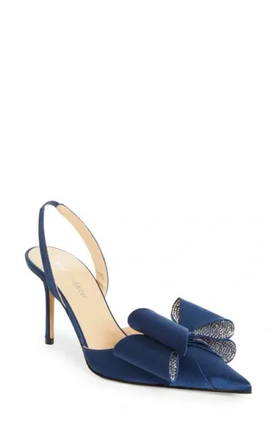 Mach & Mach Le Cadeau Pointed Toe Slingback Pump In Navy Blue