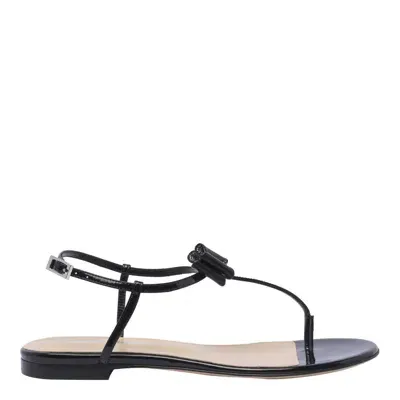 Mach & Mach Bow-detail Leather Sandals In Black