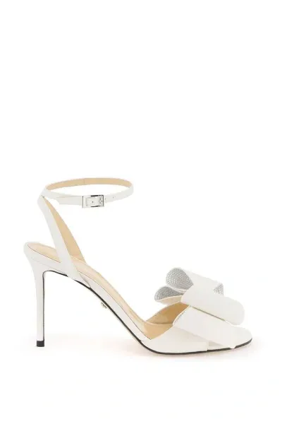 Mach & Mach Mach E Mach Satin Le Cadeau Sandals With Double Bow In White