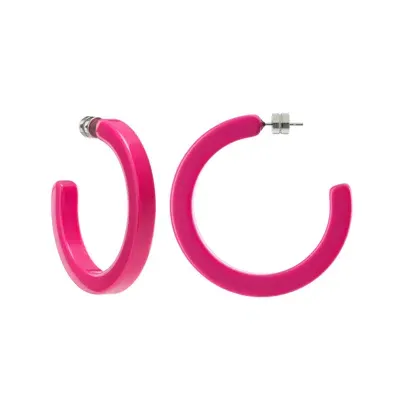 Machete Midi Hoops In Neon Pink In Red