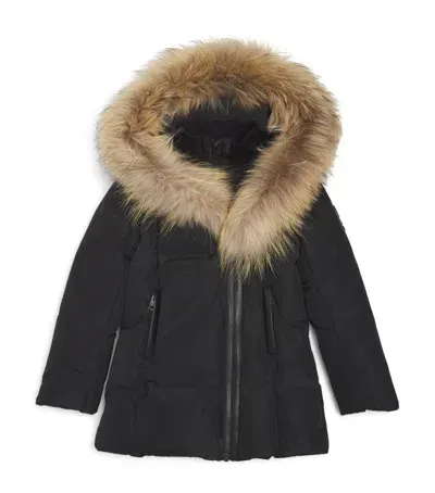 Mackage Kids' Fur-trim Leelee Down Jacket In Black