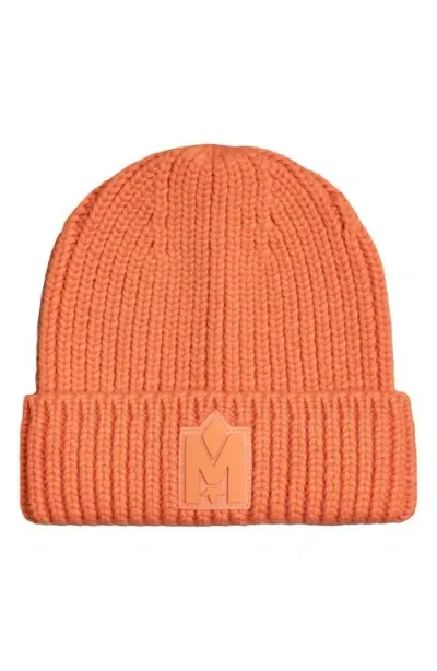 Mackage Kids' Jude Cuff Recycled Wool Blend Rib Beanie In Flame