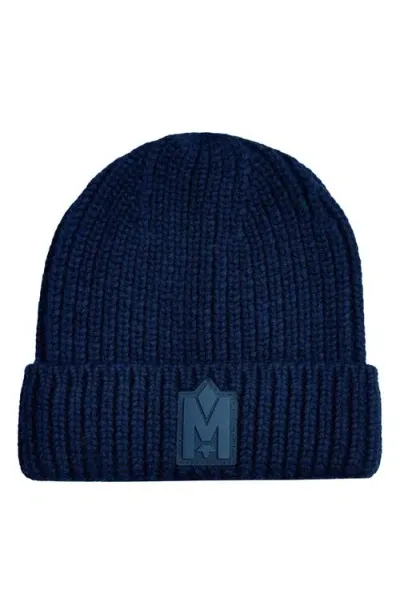 Mackage Kids' Jude Cuff Recycled Wool Blend Rib Beanie In Navy