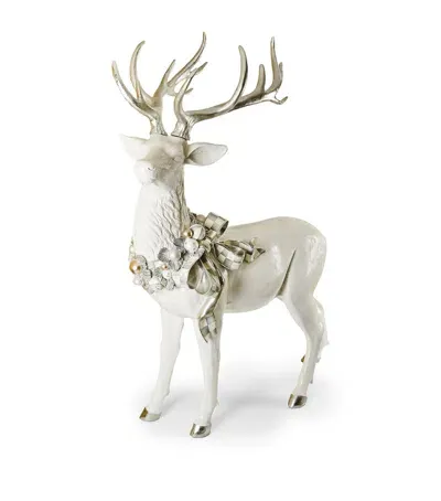 Mackenzie-childs Crystal Palace Trophy Deer Ornament In White