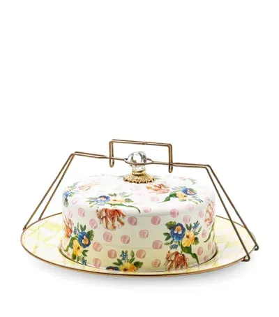 Mackenzie-childs Wildflowers Cake Carrier In Gold