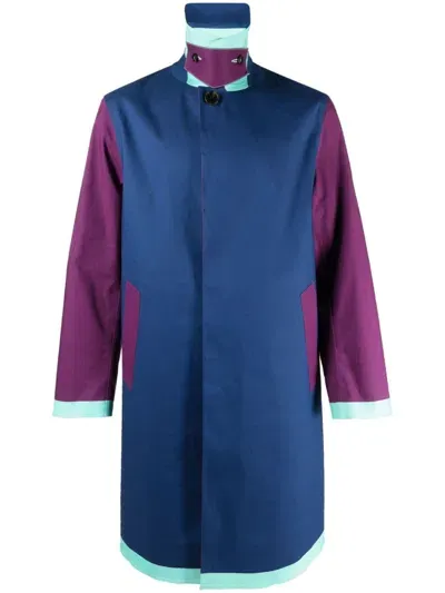 Mackintosh Oxford Colour-block Raincoat In Blue