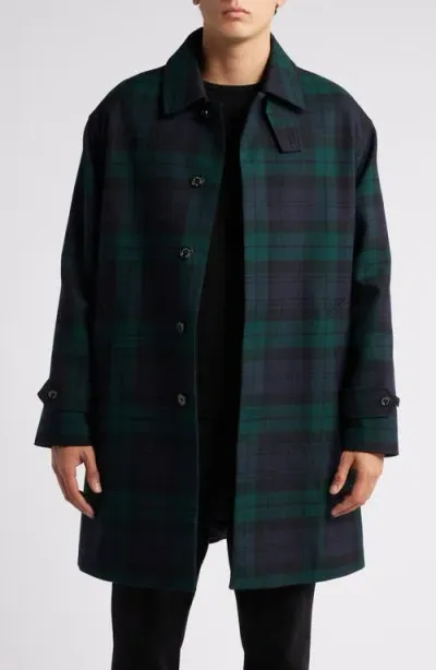 Mackintosh Soho Black Watch Tartan Wool Overcoat In Blackwatch