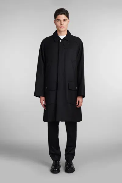 Mackintosh Wool Borness Coat In Black Wool