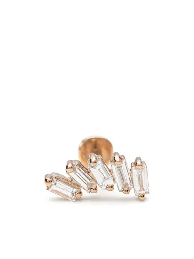 Mad Precious & Ethical 18k Rose Gold Diamond Stud Earring In Pink