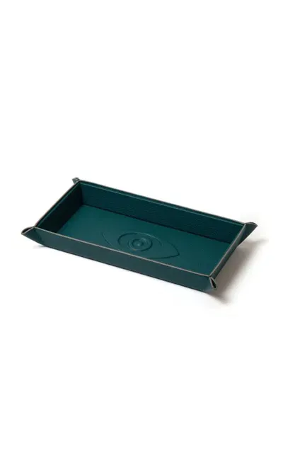 Madame Malachite Talisman Vide Poche Leather Tray In Dark Green