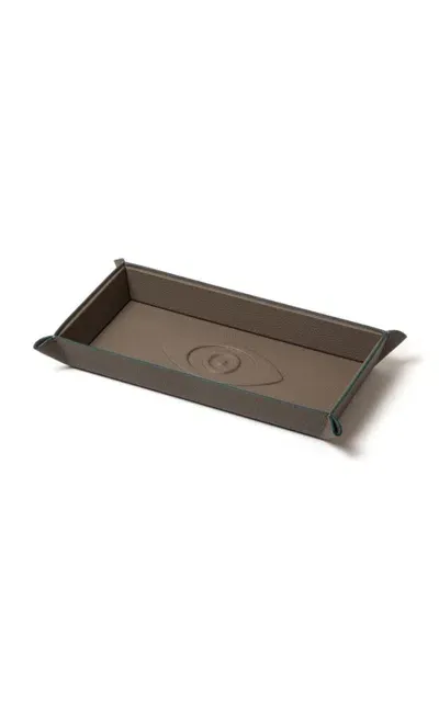 Madame Malachite Talisman Vide Poche Leather Tray In Taupe