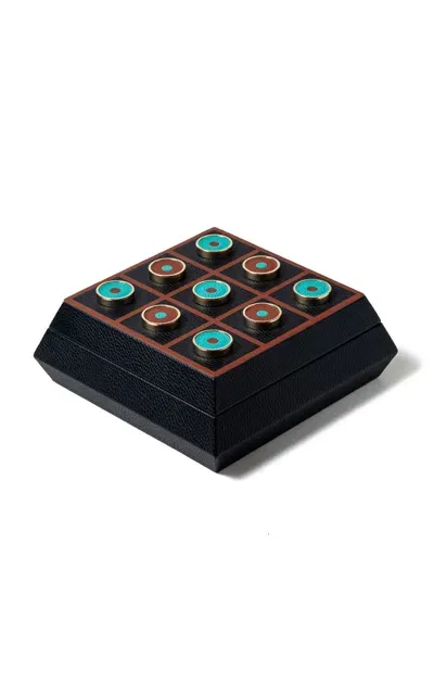 Madame Malachite Tic Tac Toe Leather Game Box In Multi