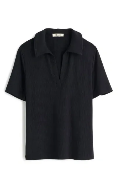 Madewell Drapey Rib Polo In Jet Black