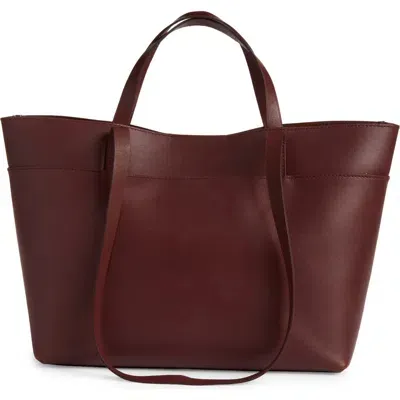 Madewell Medium Essentials Leather East/west Tote In Dark Cabernet