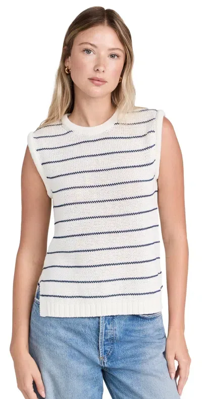 Madewell Stripe Melina Puff Trim Vest Bright Ivory